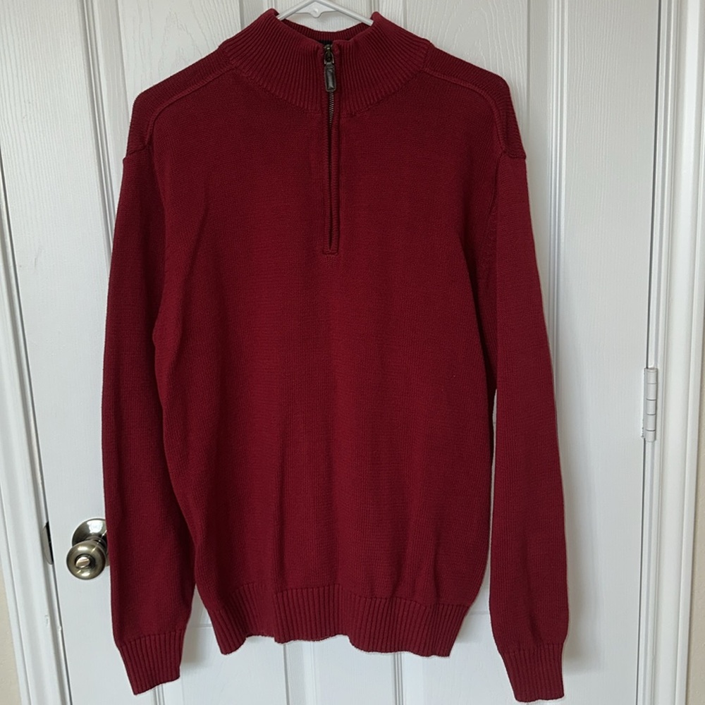 Oscar de la Renta Men's Red Zip-Up Sweater Size XL